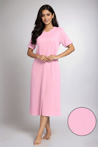 Zivame 2 Mile Fashion Knit Cotton Loungewear Dress - Cameo Pink — thumbnail 2